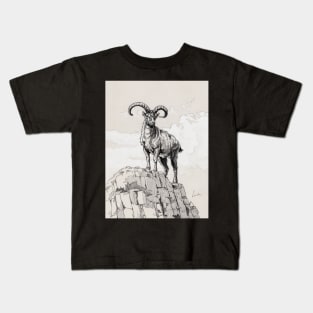 Ibex on rock Kids T-Shirt